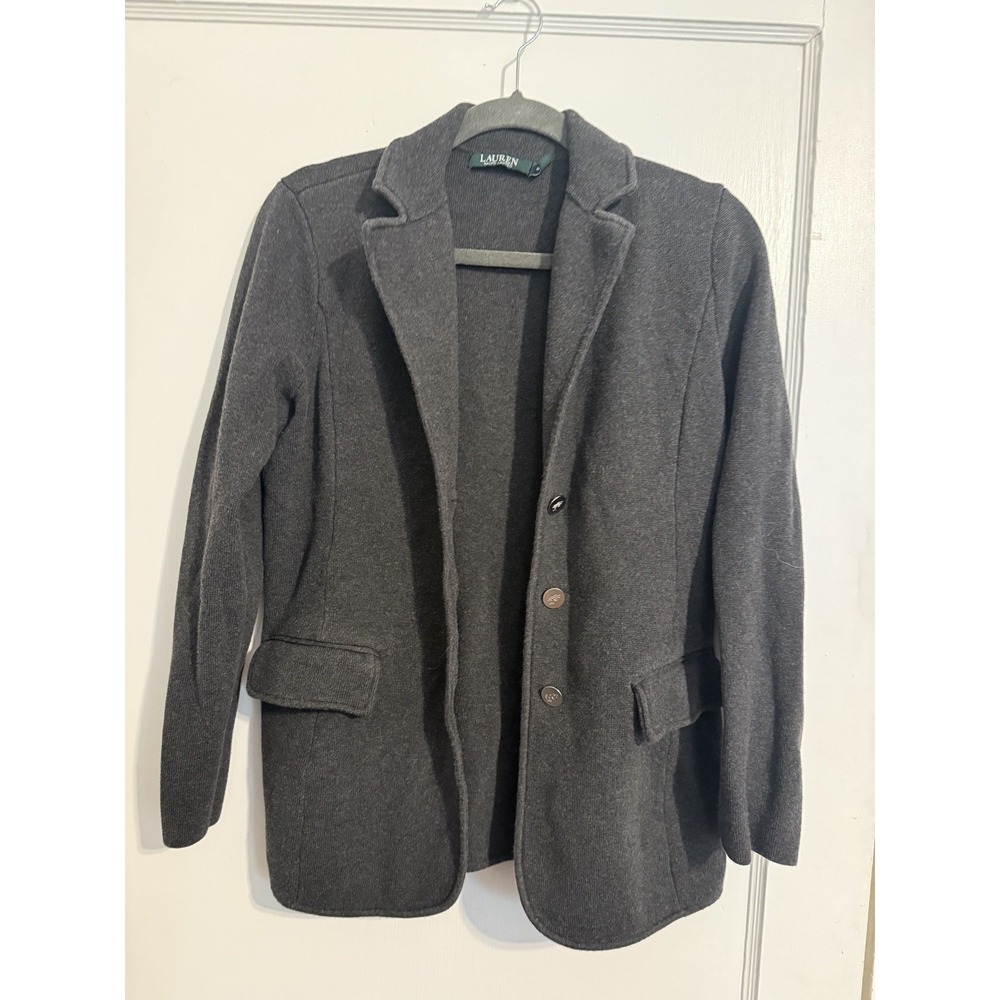 Lauren Ralph Lauren Blazer Womens Medium cotton Poly Blend Silver Button Jacket